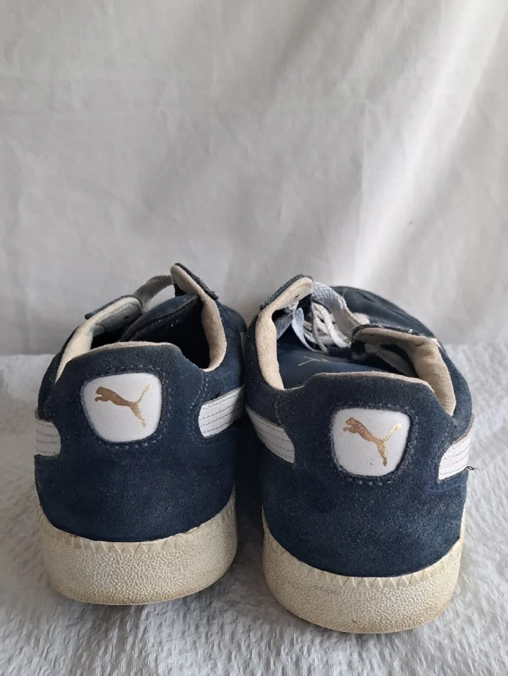 Puma Men's Navy Suede Sneakers with White Accents